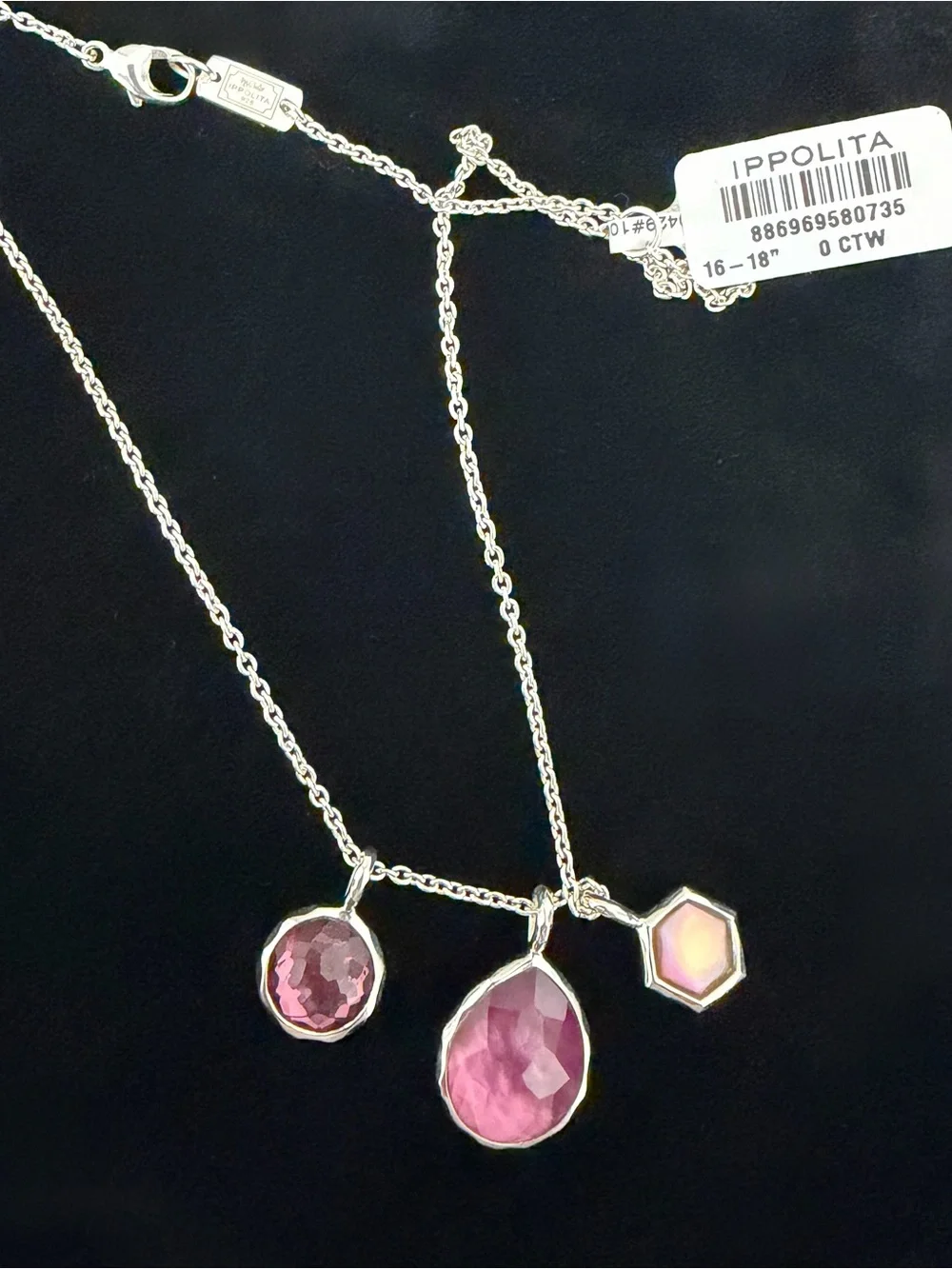 IPPOLITA Sterling Silver Wonderland 3-Stone Charm Necklace NWT Authentic